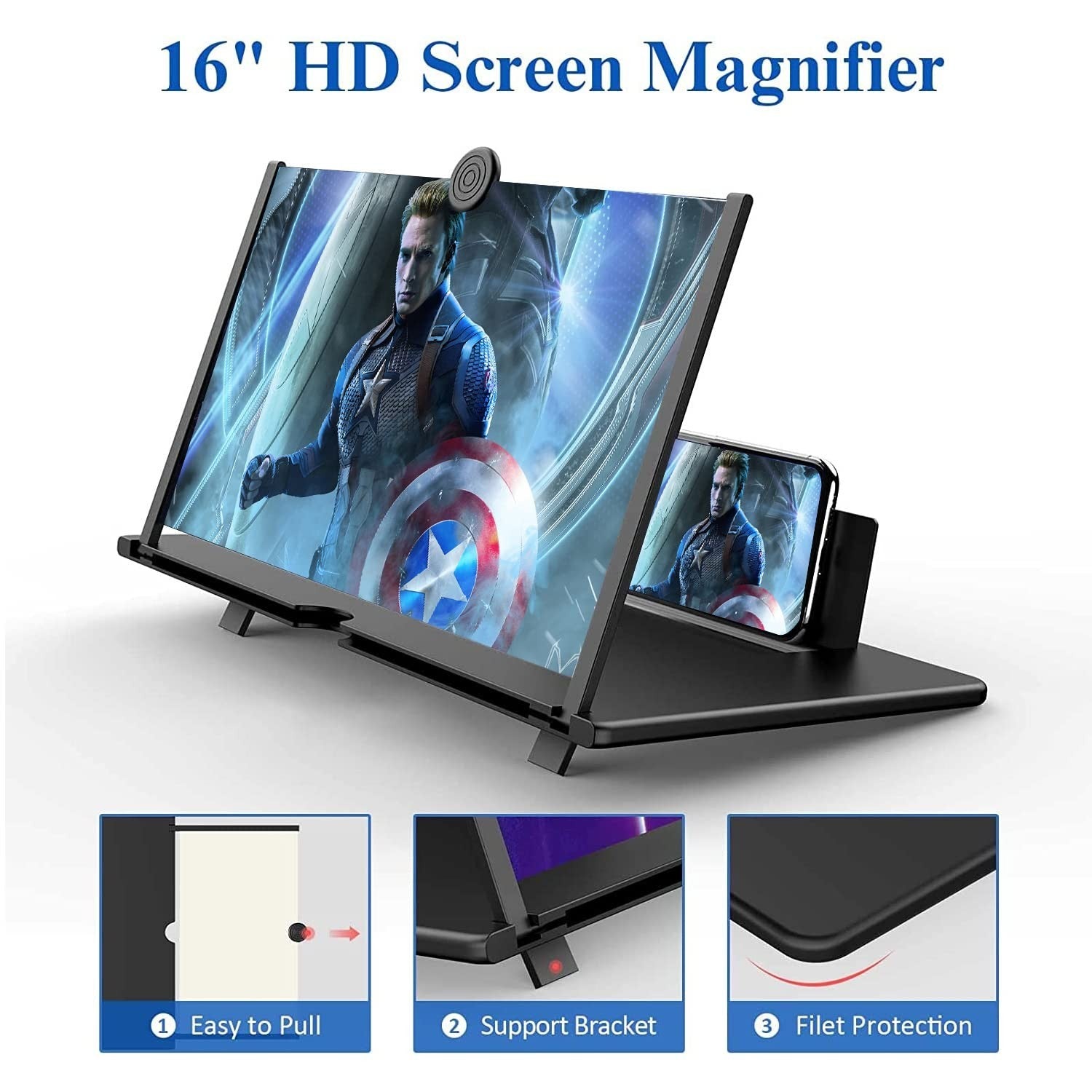 16" Screen Magnifier for Cell Phone – 3D HD Magnifing Screen Enlarger Project...